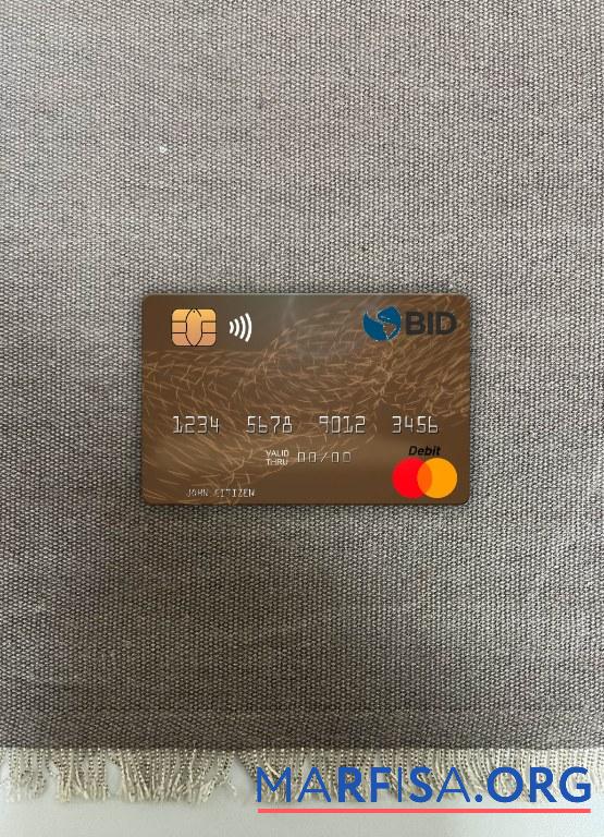 Realistic Dominican Republic Banco BID mastercard photolook front download for verification